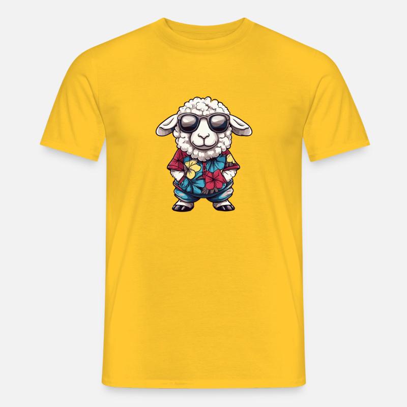 Schaf Comic Urlaub - Männer T-Shirt - Gelb