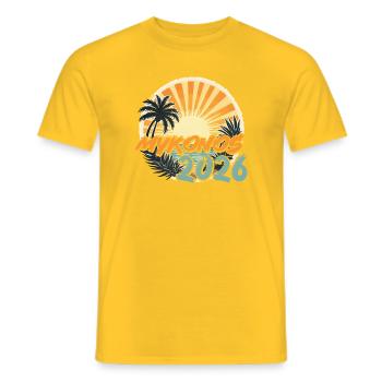 Mykonos 2026 - Men's T-Shirt - yellow - Front - AI Model Male 178 dark (178cm)