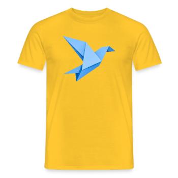 Blue Origami Bird Paper Art Icon - Men's T-Shirt - yellow - Front - AI Model Male 178 dark (178cm)