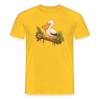 Funny Pelican Tropical Bird Cartoon Motif - Men's T-Shirt - yellow - Front - AI Model Male 178 dark (178cm)