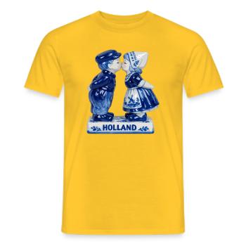 Couple du baiser de Delft Blue - T-shirt homme - jaune - Devant - AI Model Male 178 dark (178cm)