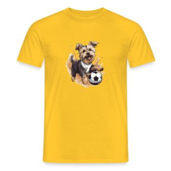 Yorkshire Terrier Hund Fussball Sport - Männer T-Shirt - Gelb - Vorne - AI Model Male 178 dark (178cm)
