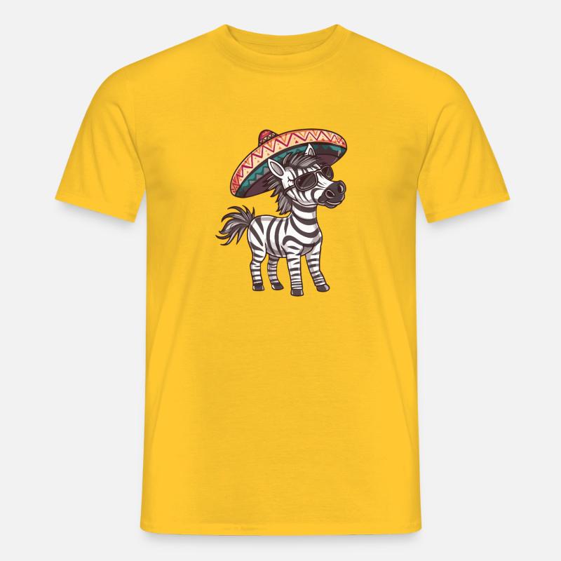 Zebra Comic Lustig Sombrero - Männer T-Shirt - Gelb