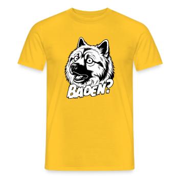 Eurasier | Baden ? | Hintergrund Weiß - Männer T-Shirt - Gelb - Vorne - AI Model Male 178 dark (178cm)