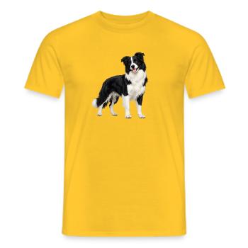 Black and White Border Collie - Men's T-Shirt - yellow - Front - AI Model Male 178 dark (178cm)