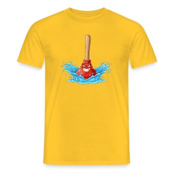 Wasserzorn Pümpel mit Holzstab - Männer T-Shirt - Gelb - Vorne - AI Model Male 178 dark (178cm)