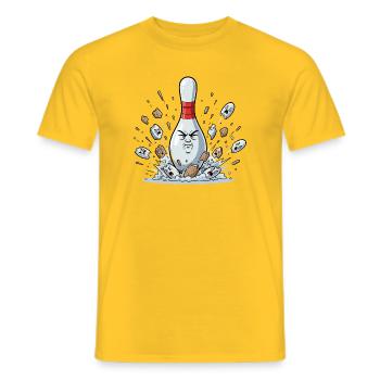 Explodierender Bowling-Pin Cartoon - Männer T-Shirt - Gelb - Vorne - AI Model Male 178 dark (178cm)