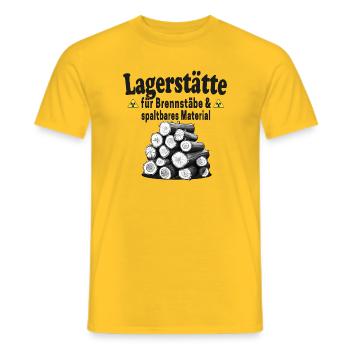Lagerstätte Brennstäbe lustiger Holz Spruch - Männer T-Shirt - Gelb - Vorne - AI Model Male 178 dark (178cm)