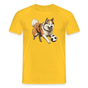 Akita Hund Fussball Team - Männer T-Shirt - Gelb - Vorne - AI Model Male 178 dark (178cm)