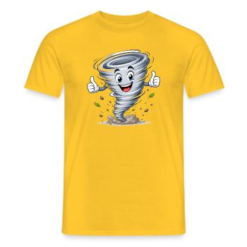 Lustiger Wirbelwind Tornado Wetter Motiv  - Männer T-Shirt - Gelb - Vorne - AI Model Male 178 dark (178cm)
