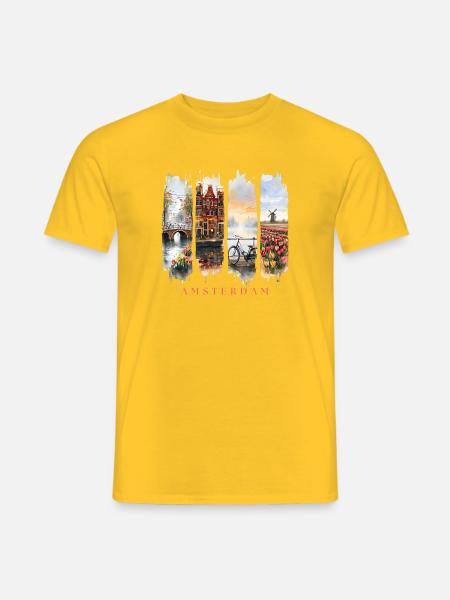 Amsterdam Design – Holland Städtetrip Motiv - Männer T-Shirt - Gelb