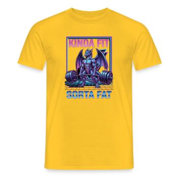 Plutôt en forme, un peu gros dragon en haltérophilie - T-shirt homme - jaune - Devant - AI Model Male 178 dark (178cm)