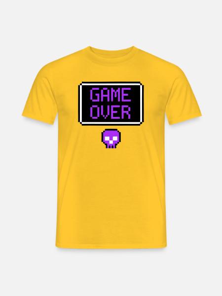 Game Over Skull Pixel Art - Men's T-Shirt - yellow