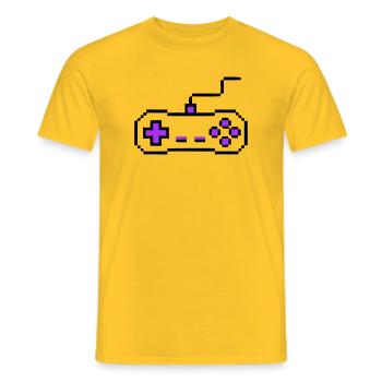 Joueur avec manette rétro - T-shirt homme - jaune - Devant - AI Model Male 178 dark (178cm)