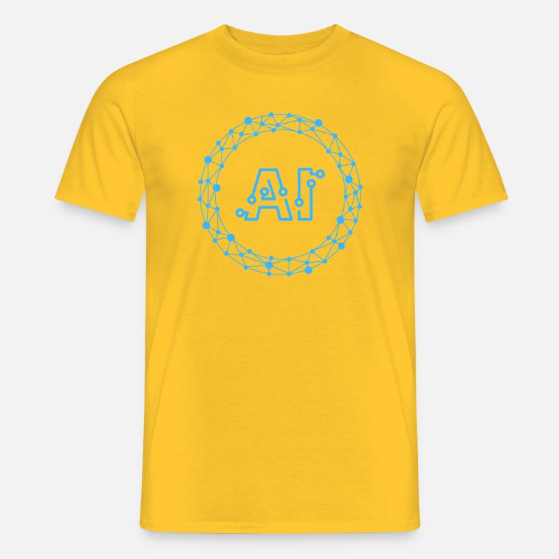 Futuristic AI Data Network Symbol - Men’s T-shirt - yellow