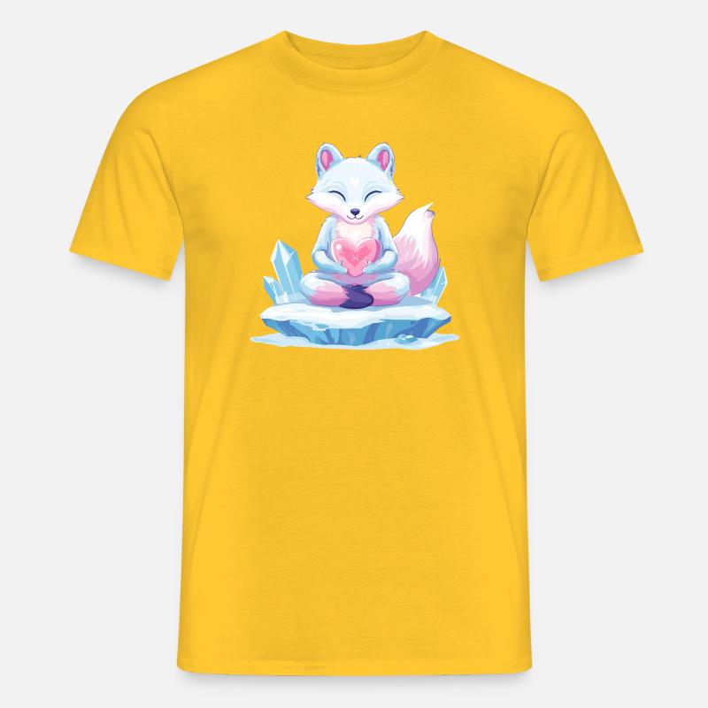 Pastell-Eisfuchs mit Herz - Männer T-Shirt - Gelb