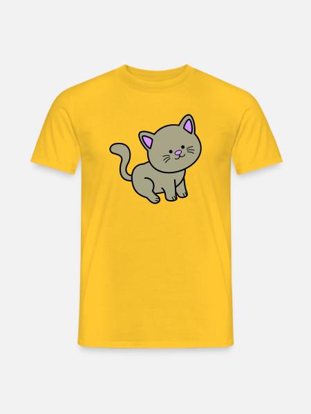 Kleine Samtpfote Cartoon - Männer T-Shirt - Gelb