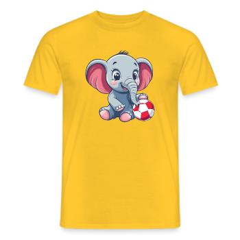 Cute elephant with ball - Men's T-Shirt - yellow - Front - AI Model Male 178 dark (178cm)