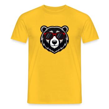 Coole Teddybär-rote Brille - Männer T-Shirt - Gelb - Vorne - AI Model Male 178 dark (178cm)