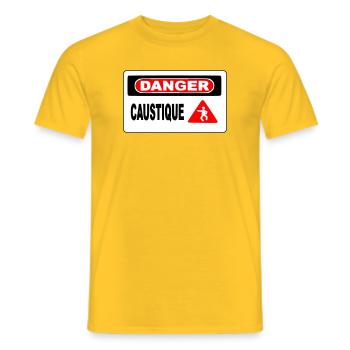 Panneau Danger Caustique - T-shirt homme - jaune - Devant - AI Model Male 178 dark (178cm)