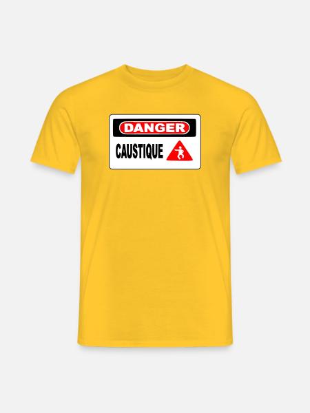 Panneau Danger Caustique - T-shirt homme - jaune