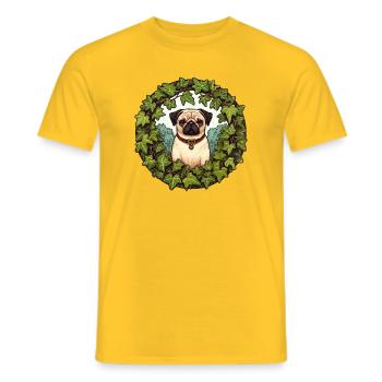 Pug in Ivy Wreath - Men's T-Shirt - yellow - Front - AI Model Male 178 dark (178cm)