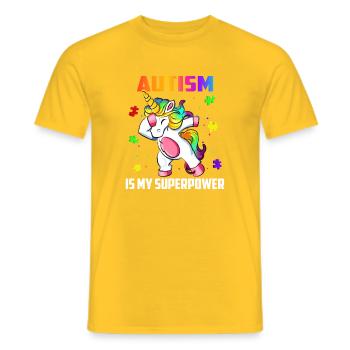 L’autisme est mon superpouvoir Licorn Dab - T-shirt homme - jaune - Devant - AI Model Male 178 dark (178cm)