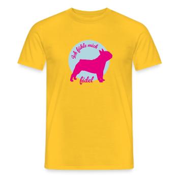 Mops Hunde mopsfidel Humor Büroleben Wauwau Fan - Männer T-Shirt - Gelb - Vorne - AI Model Male 178 dark (178cm)