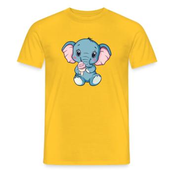 Kuschelig Elefant Eiscreme Illustration - Men's T-Shirt - yellow - Front - AI Model Male 178 dark (178cm)