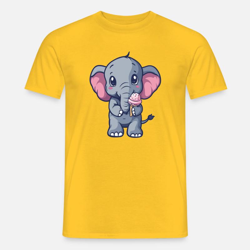 Kleiner Elefant Eiscreme Freund - Männer T-Shirt - Gelb