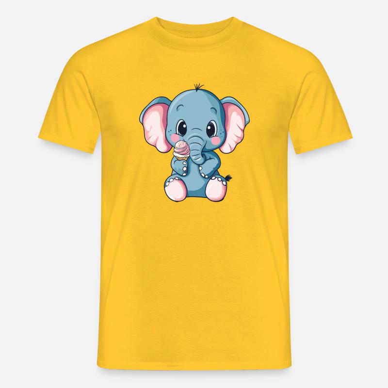 Kleiner Elefantenfreund Eiscreme - Männer T-Shirt - Gelb
