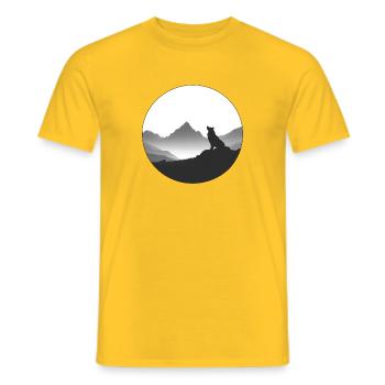wolf - Men's T-Shirt - yellow - Front - AI Model Male 178 dark (178cm)