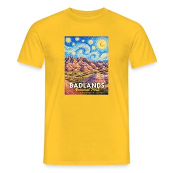 Badlands National Park Van Gogh Panorama - Men's T-Shirt - yellow - Front - AI Model Male 178 dark (178cm)