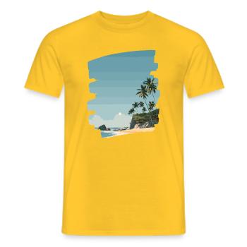 Sonnenuntergangsstrand mit Palmen - Männer T-Shirt - Gelb - Vorne - AI Model Male 178 dark (178cm)