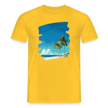 Tropical palm trees on the beach - Men's T-Shirt - yellow - Front - AI Model Male 178 dark (178cm)