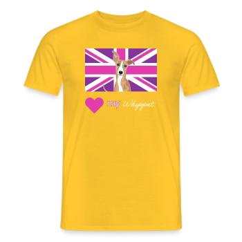 PURPLEWHIPPET (Weiß) - Männer T-Shirt - Gelb - Vorne - AI Model Male 178 dark (178cm)
