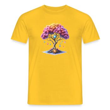 Arbre des Gemmes et des Fleurs Colorées - T-shirt homme - jaune - Devant - AI Model Male 178 dark (178cm)