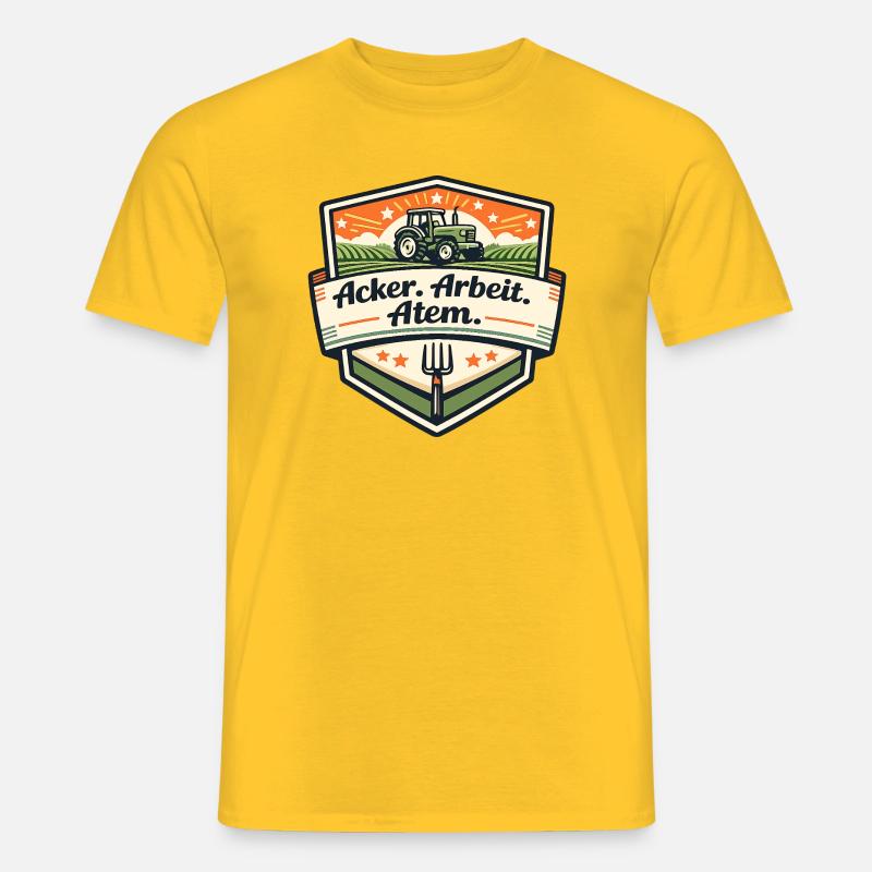 Acker Arbeit Atem Badge - Männer T-Shirt - Gelb