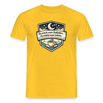 Zu wach zum Schlafen Motiv - Männer T-Shirt - Gelb - Vorne - AI Model Male 178 dark (178cm)