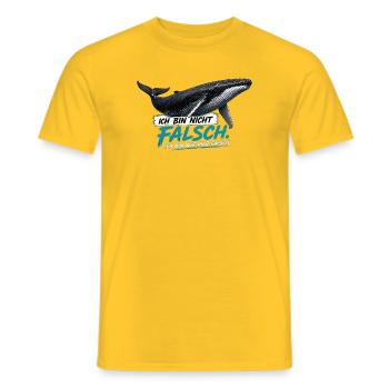 Humpback Whale Statement – I'm Just Wrong Here - Men's T-Shirt - yellow - Front - AI Model Male 178 dark (178cm)