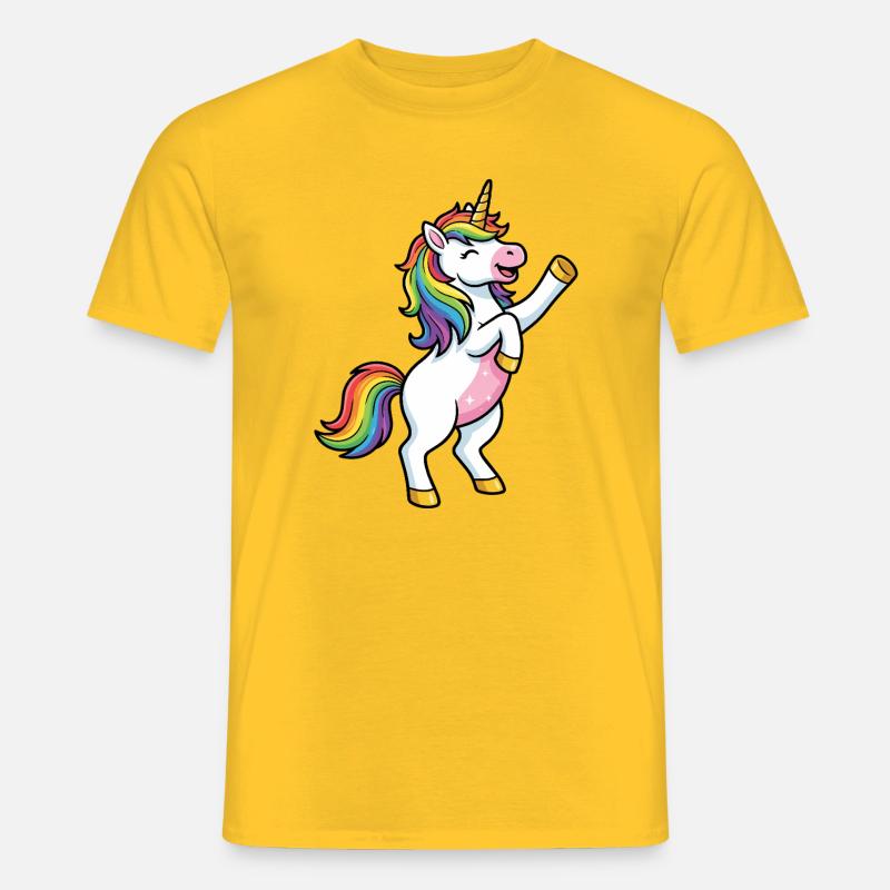 Regenbogen-Einhorntanz - Männer T-Shirt - Gelb
