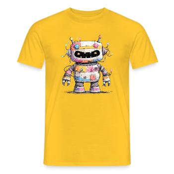 Bunter Roboter mit Farbspritzern - Männer T-Shirt - Gelb - Vorne - AI Model Male 178 dark (178cm)