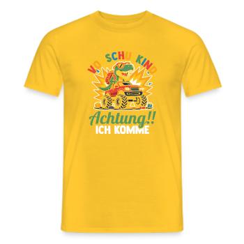 Crèche Élève Dinosaure Maternelle Première Année - T-shirt homme - jaune - Devant - AI Model Male 178 dark (178cm)