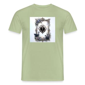 Ornamental Heart in Floral Frame - Men's T-Shirt - sage - Front - AI Model Male 178 light (178cm)