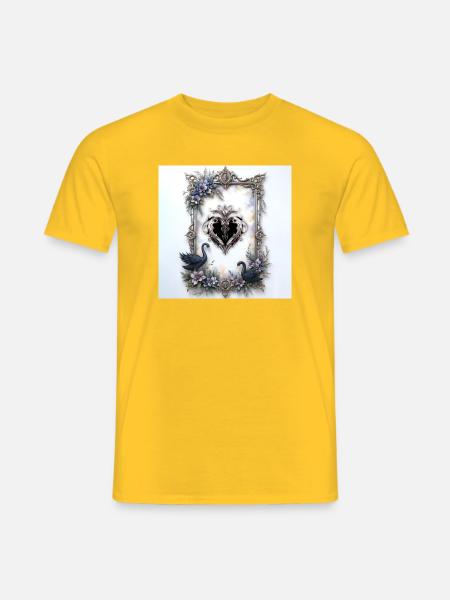 Zierherz im Blumenrahmen - Männer T-Shirt - Gelb