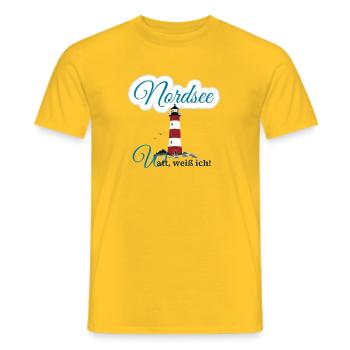 Nordsee, Watt, Meer, Leuchtturm - Männer T-Shirt - Gelb - Vorne - AI Model Male 178 dark (178cm)