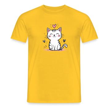 Cute Doodle Cat - Men's T-Shirt - yellow - Front - AI Model Male 178 dark (178cm)