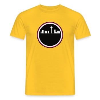 Silhouette urbaine noire et rouge - T-shirt homme - jaune - Devant - AI Model Male 178 dark (178cm)