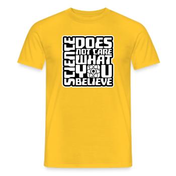 Science Does Not Care What You Believe Facts Logo - Men's T-Shirt - yellow - Front - AI Model Male 178 dark (178cm)