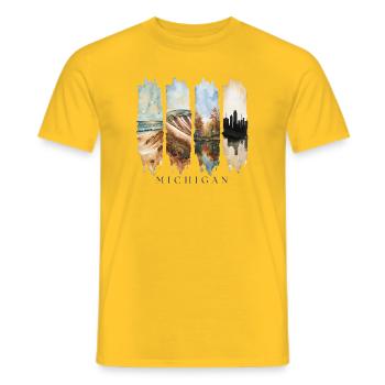 Michigan Urlaub Travel – Great Lakes & Natur Motiv - Männer T-Shirt - Gelb - Vorne - AI Model Male 178 dark (178cm)